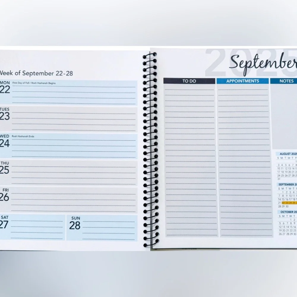 New 2025 Annual Calendar-white or black - bold dates w/ todo lists between mths…